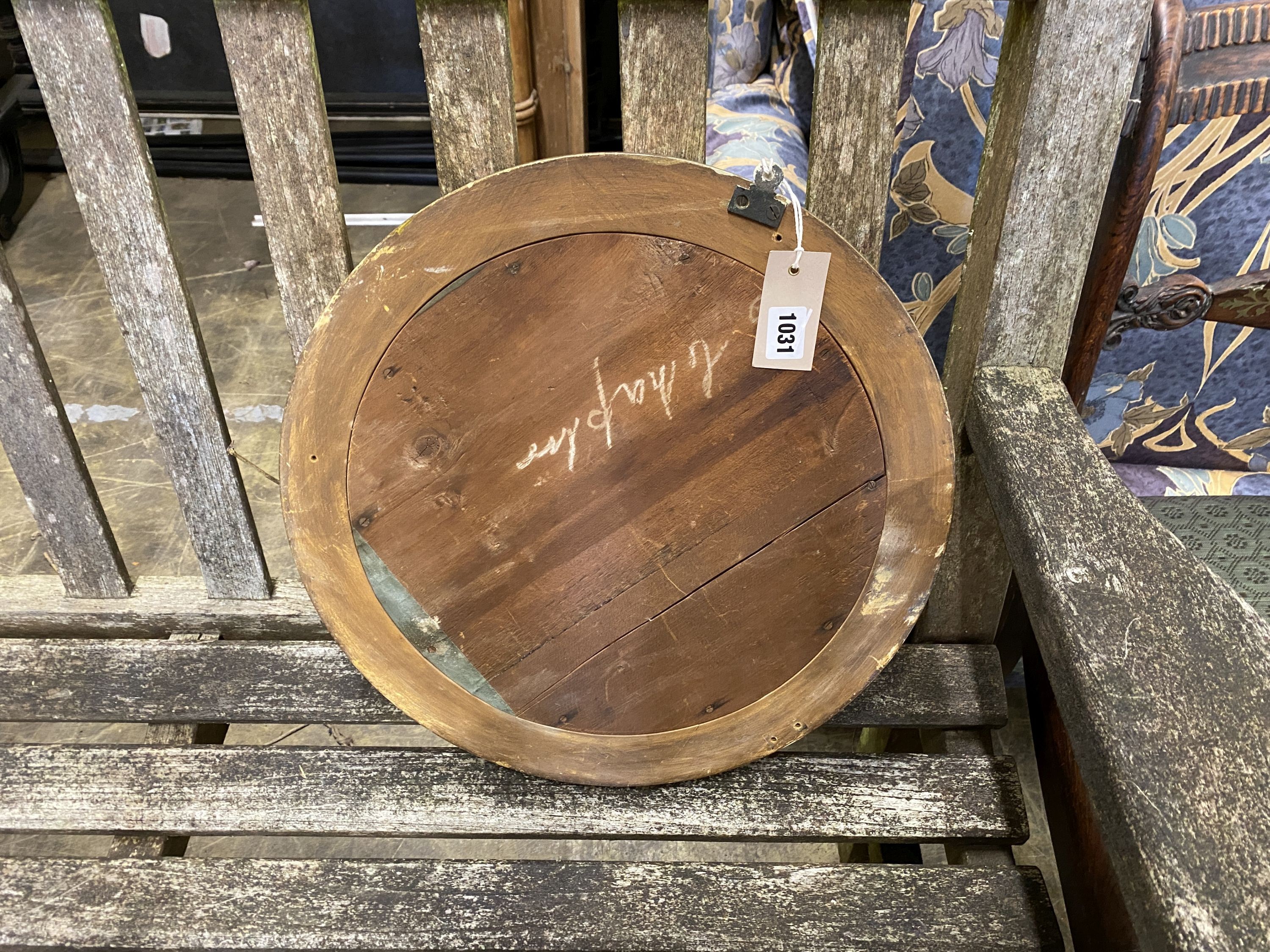 A Regency style circular gilt framed convex wall mirror, diameter 41cm